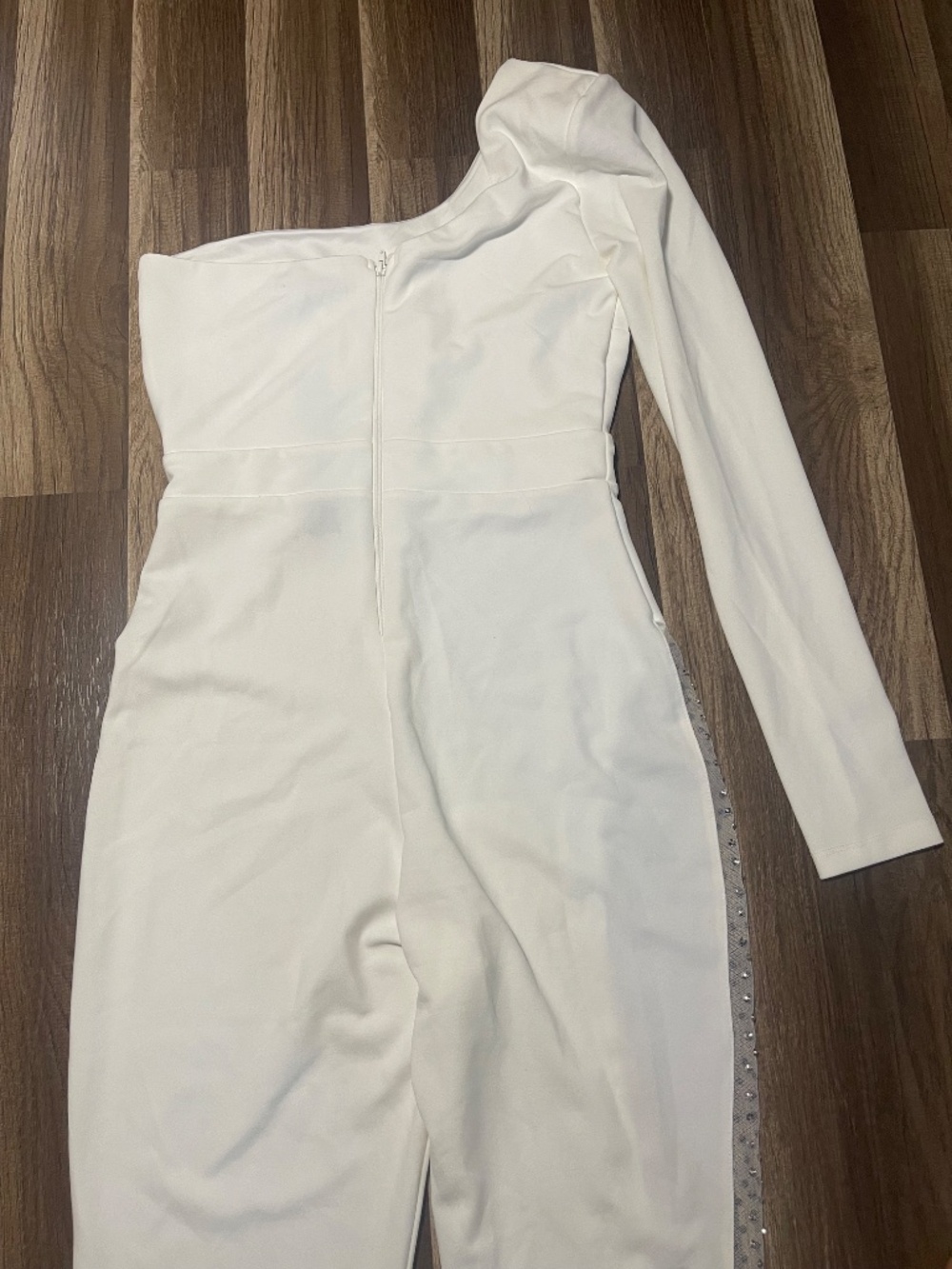 Symphony White One-Shoulder Embellished Jumpsuit - Picture 6 of 11